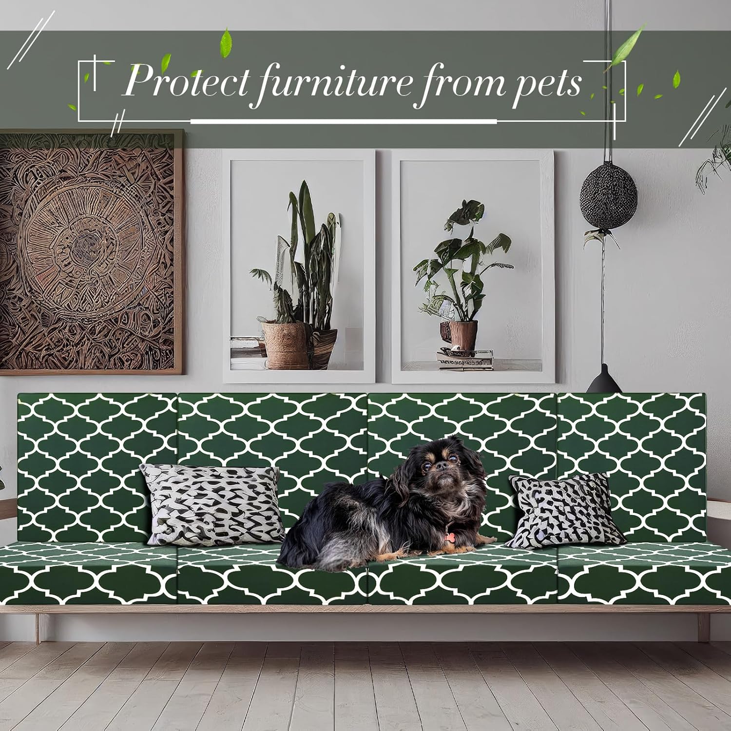 Newwiee 4 Pcs Waterproof Outdoor Cushion Covers Dark Green