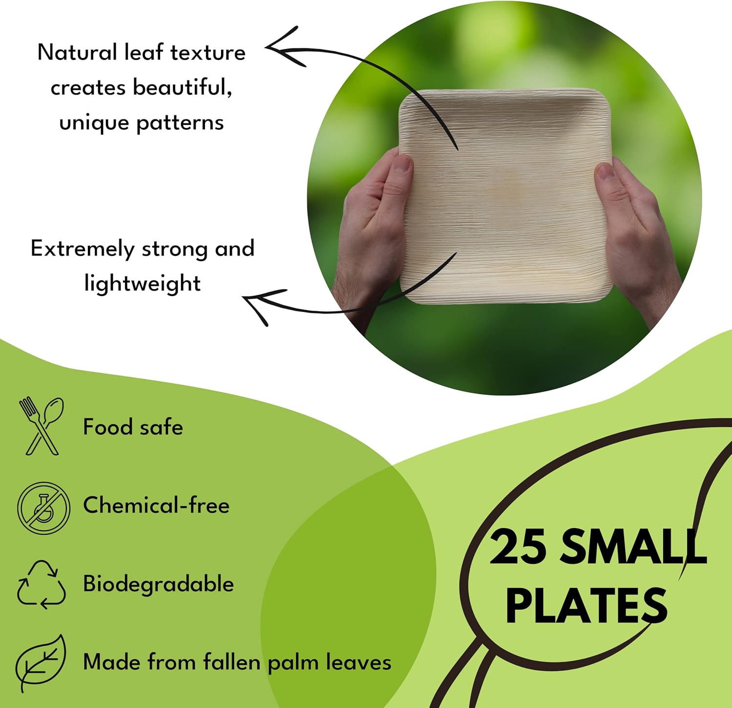 Naturally Chic Palm Leaf Plates 50-Pack 10 7 Inch Square