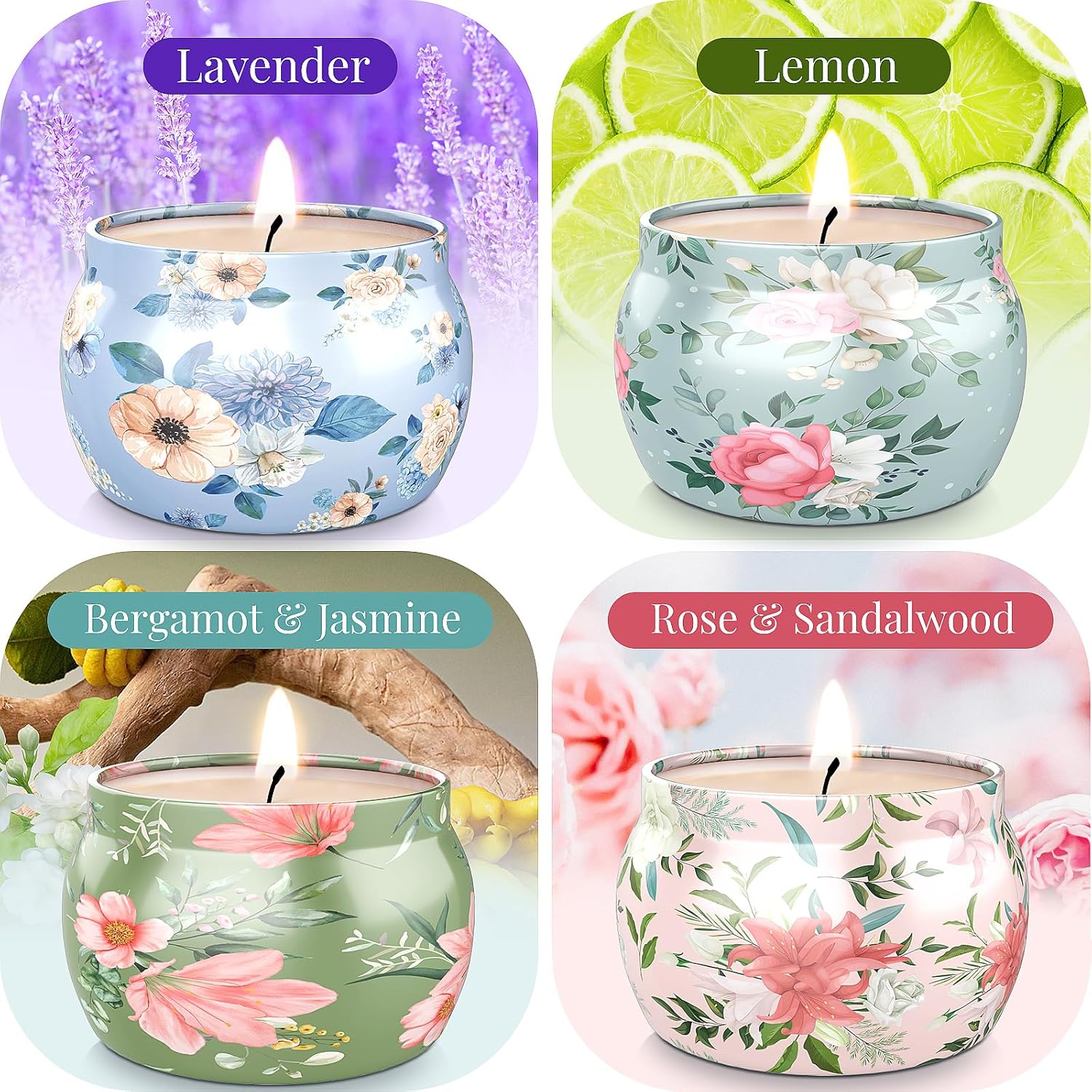 Blissful Oasis Scented Candles 4 Pack Set