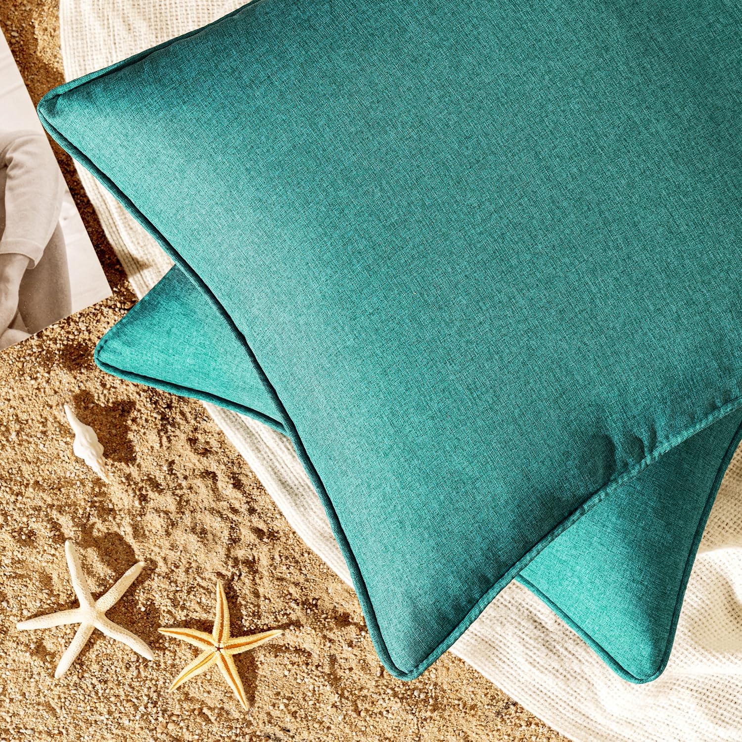 EMEMA 2 Pack Waterproof Outdoor Throw Pillow Covers 12x20 Inch Turquoise