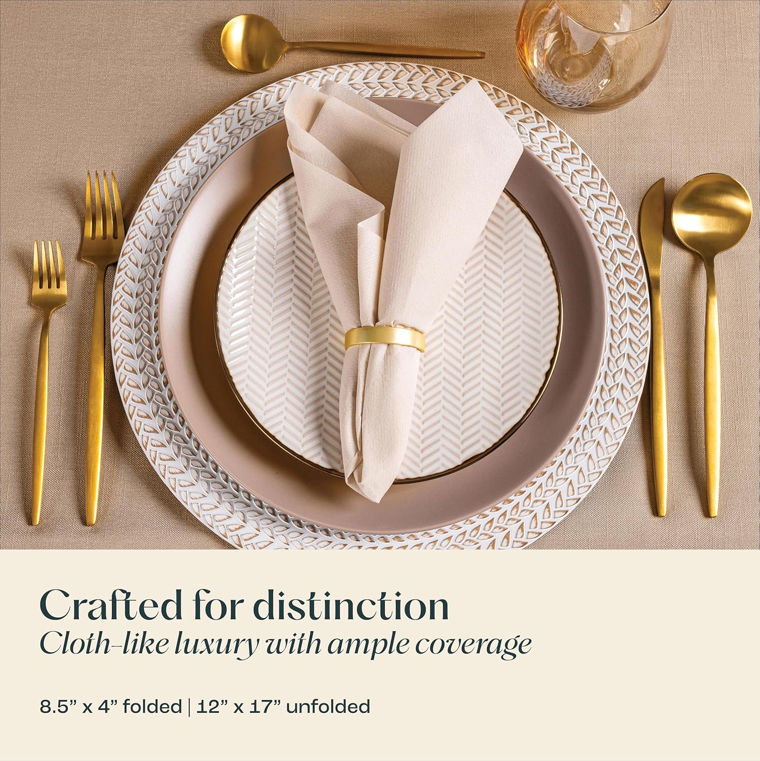 50 Pack Disposable Linen-Feel Napkins 12x17 Inches