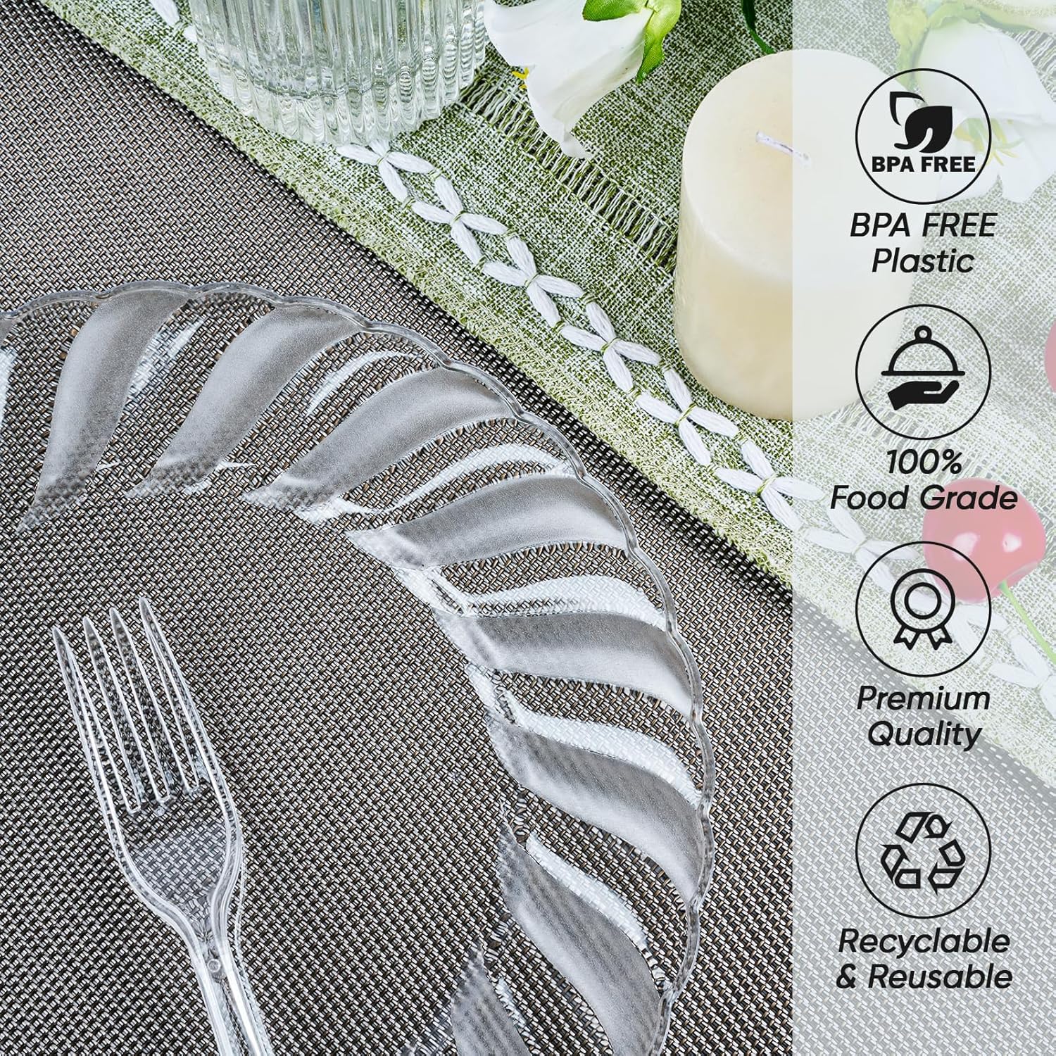 FOCUSLINE 100 Count 6 Inch Clear Plastic Plates for Events