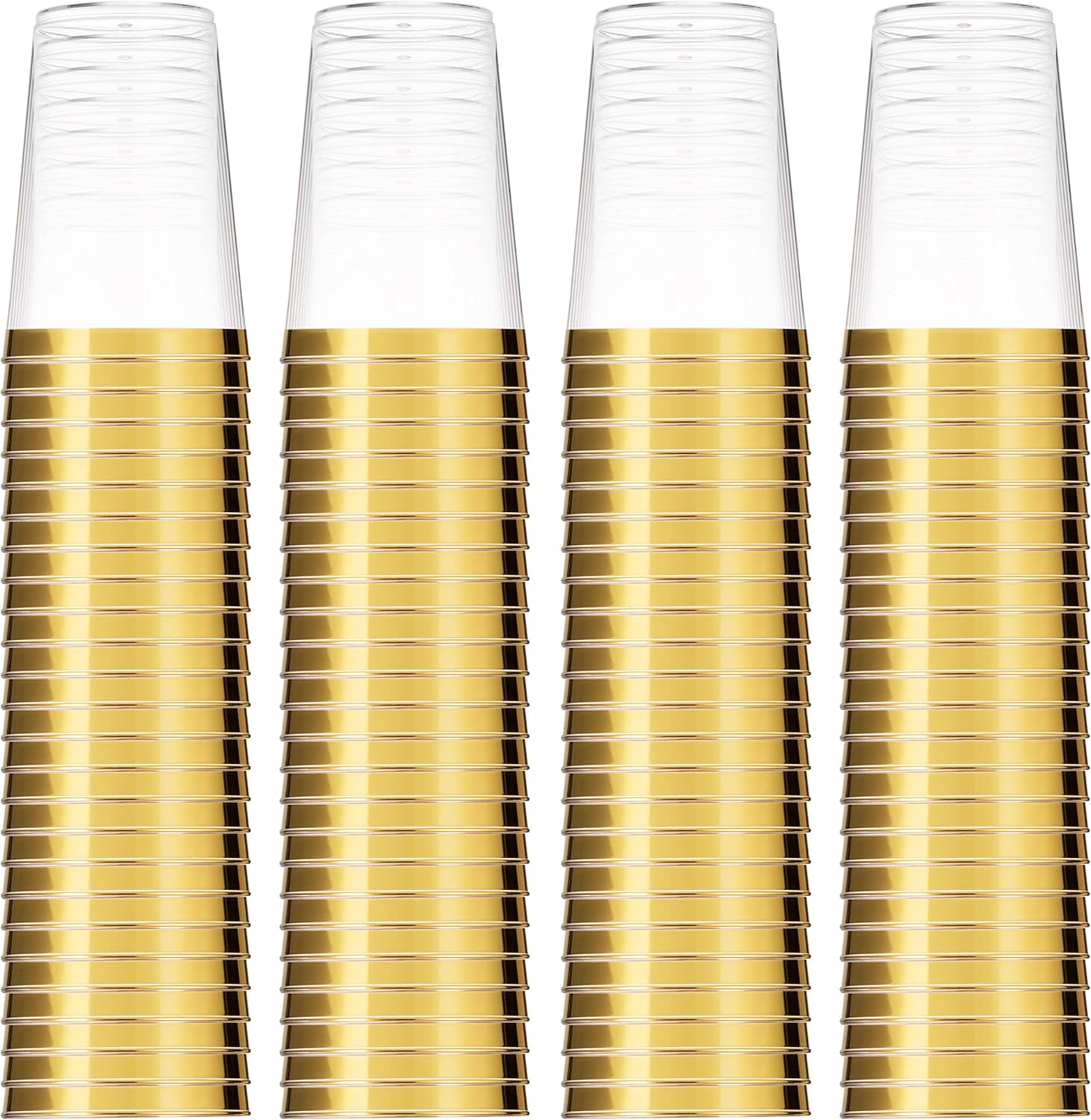 Munfix Gold Plastic Cups 12 Oz Clear Tumblers