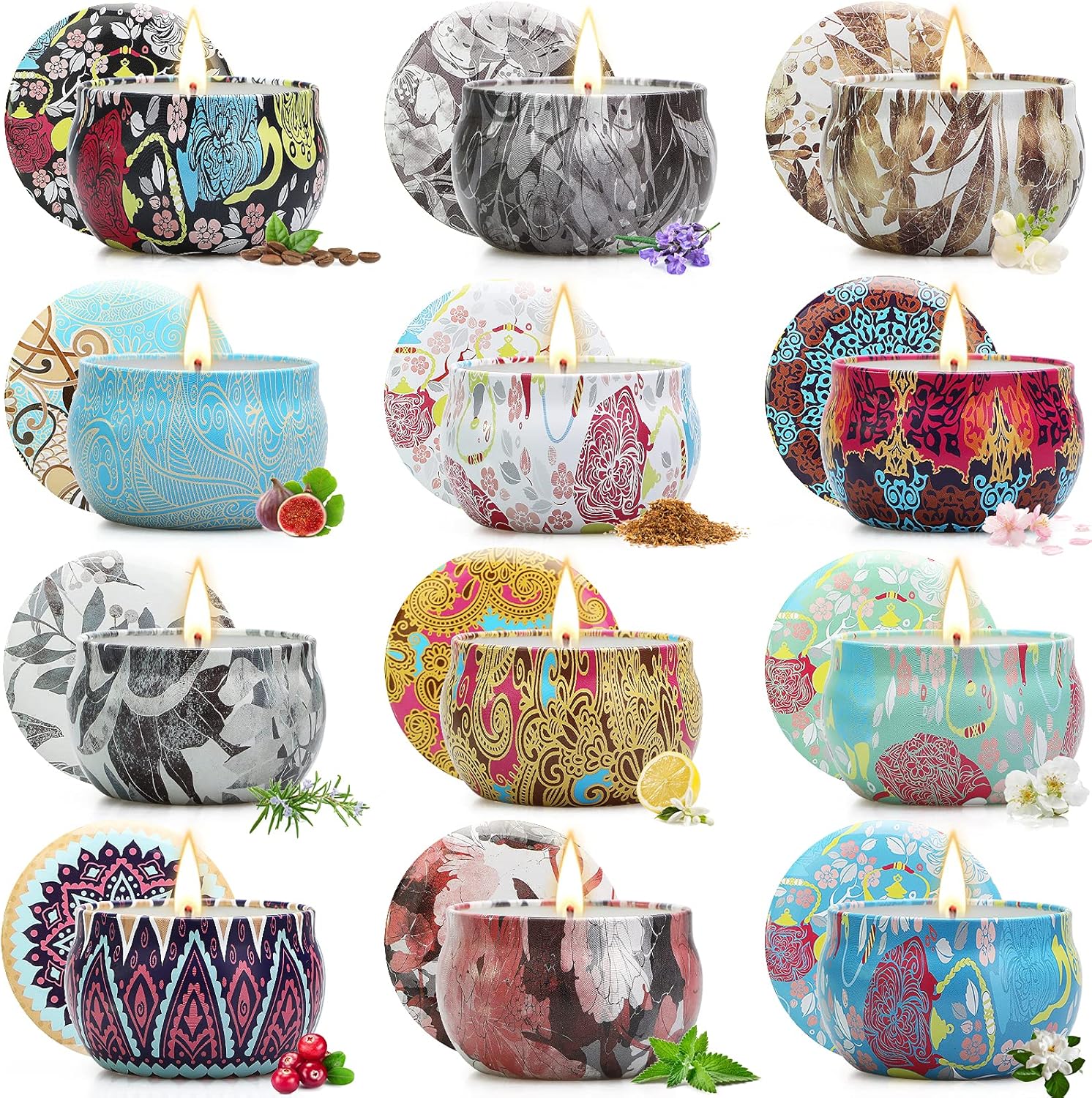 12 Pack Floral Scented Candles for Women