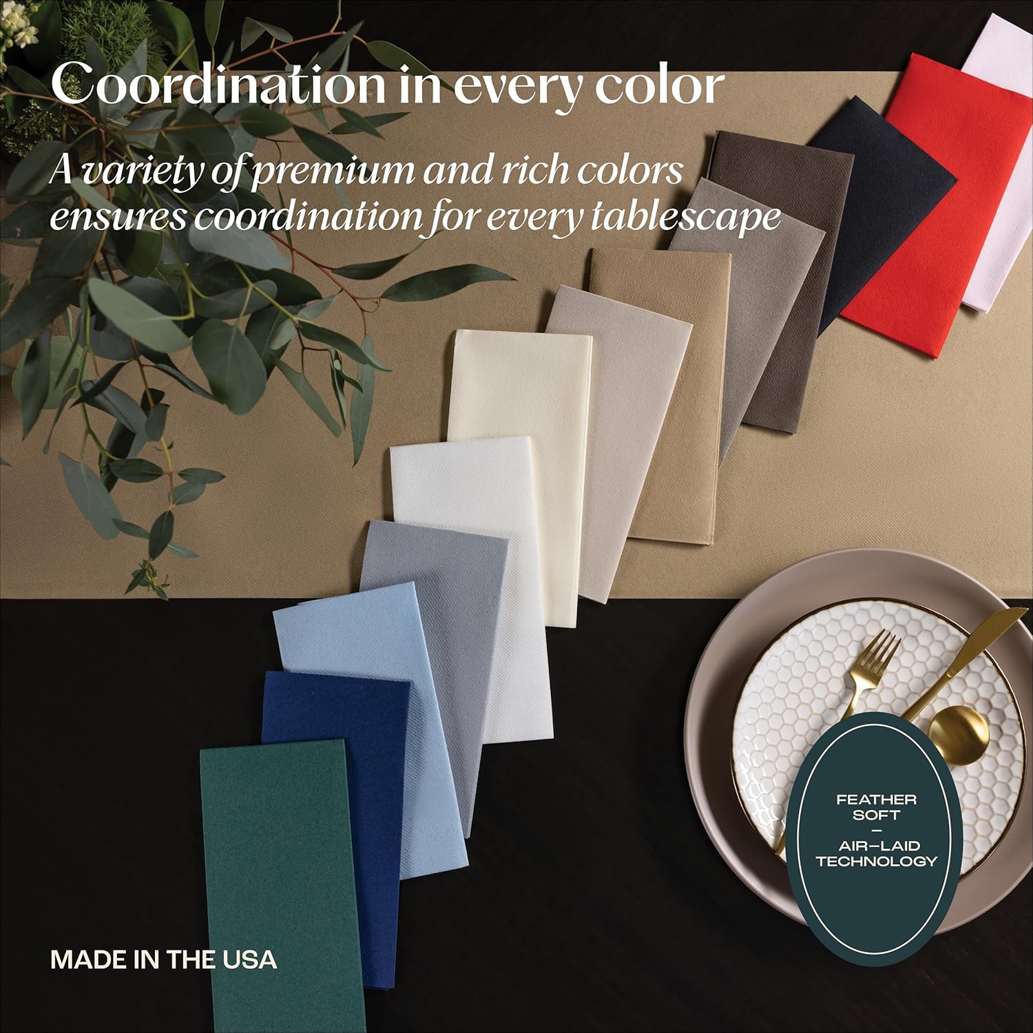50 Pack Disposable Linen-Feel Napkins 12x17 Inches