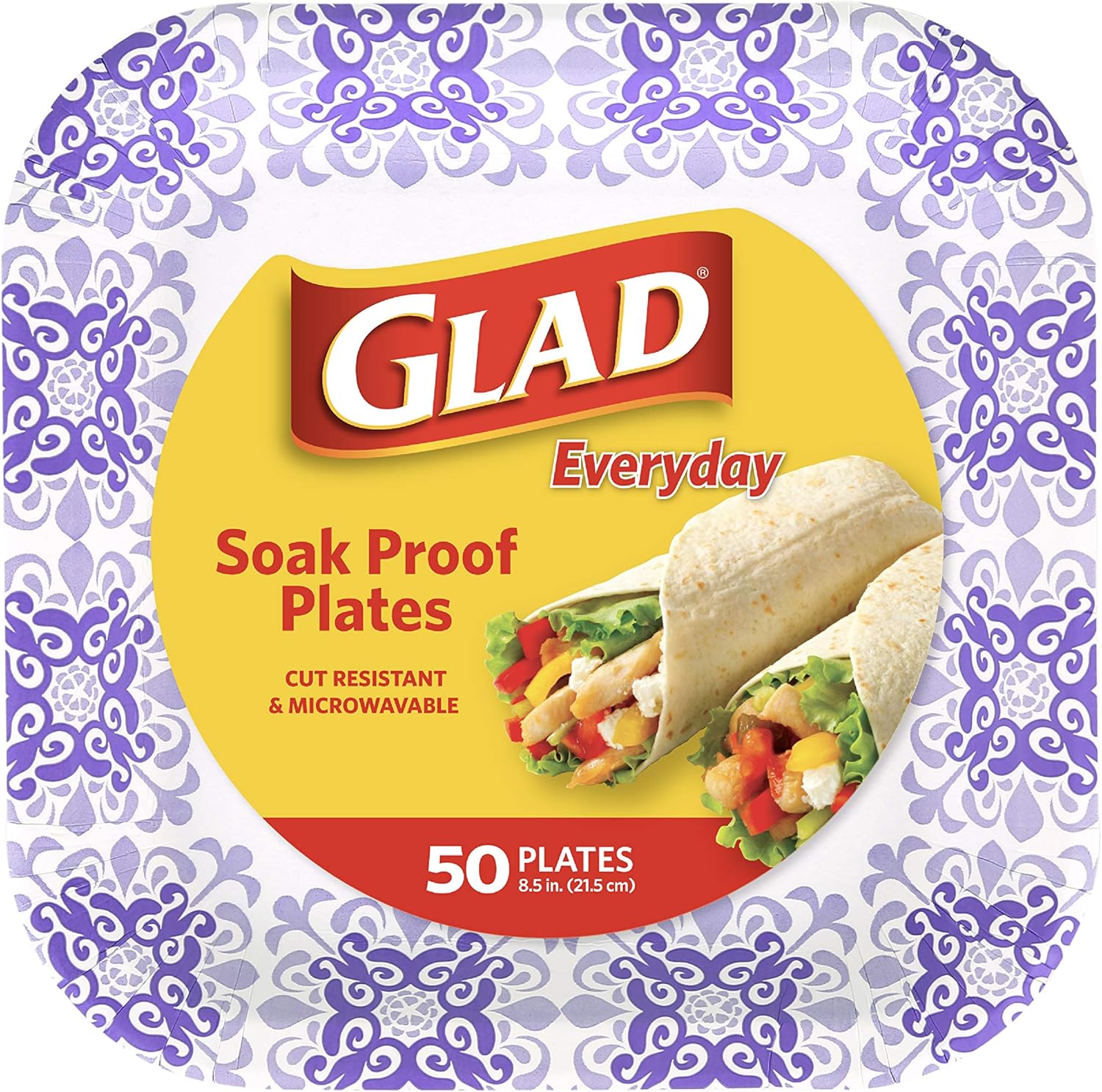 Glad Square Disposable Paper Plates 85 Inch 50 Count