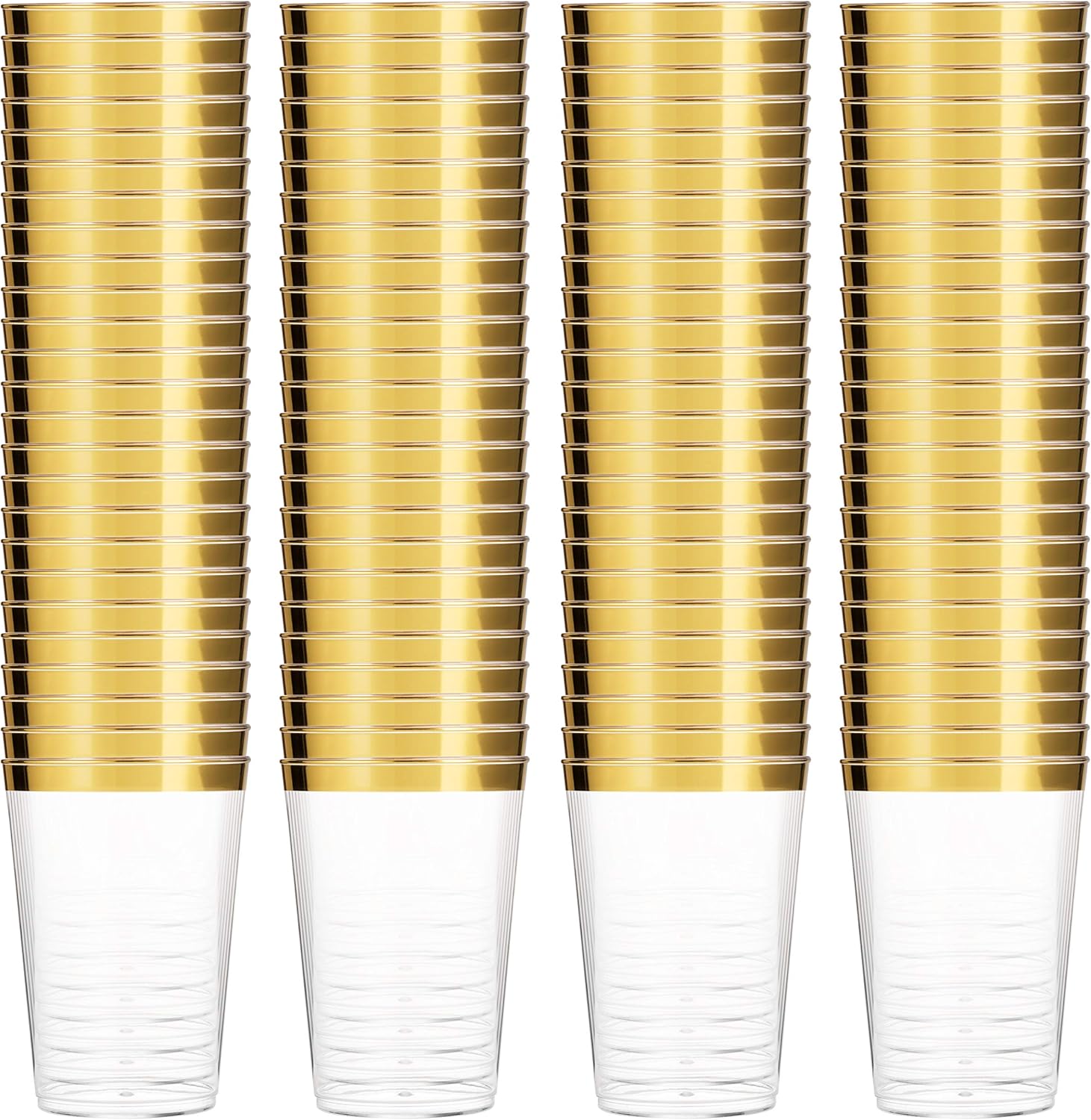 Munfix Gold Plastic Cups 12 Oz Clear Tumblers