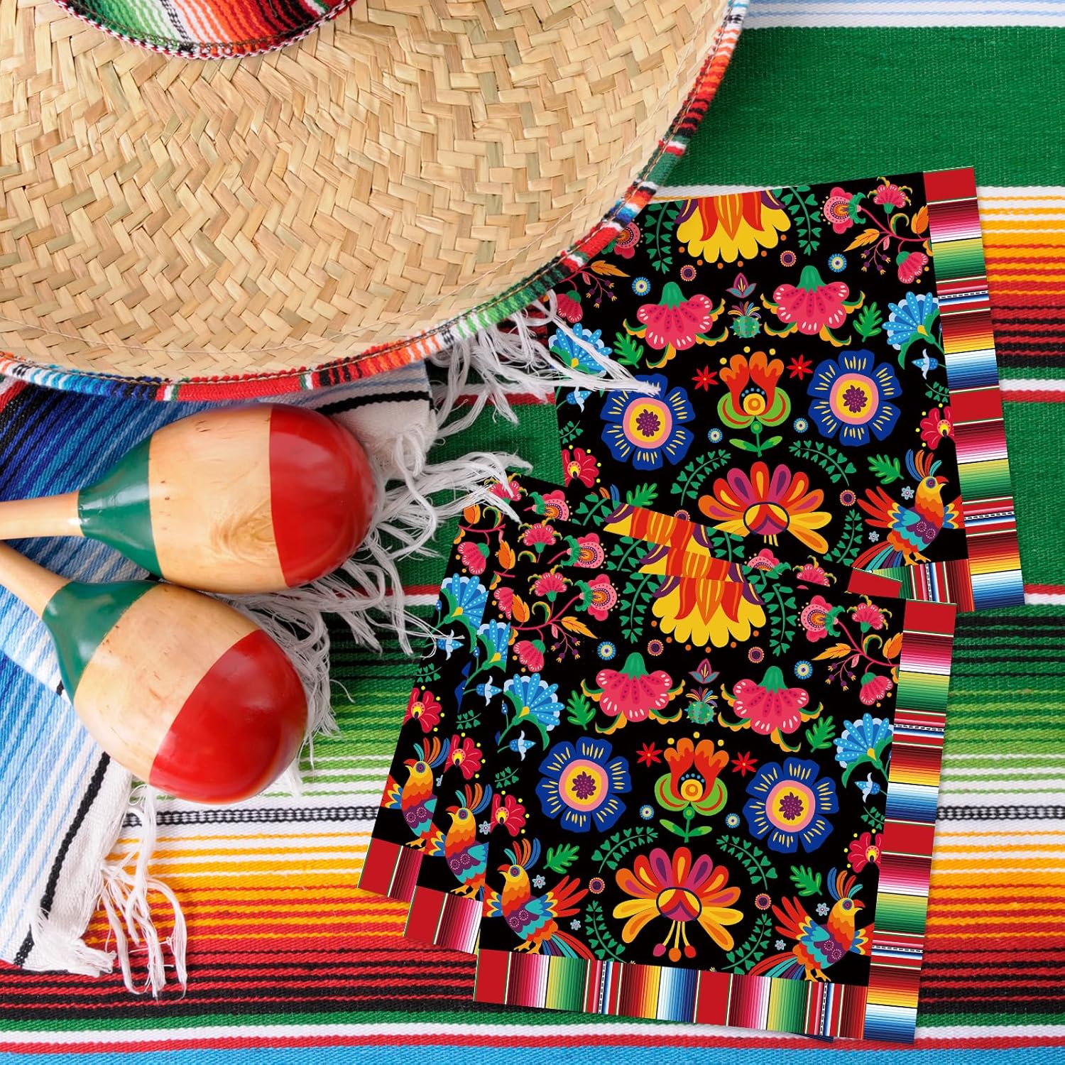 Pack of 50 Mexican Fiesta Napkins with Serape Stripe Design