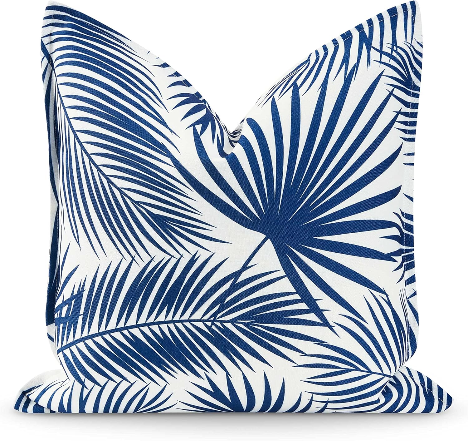 Hofdeco Premium Navy Blue Palm Leaf Throw Pillow Cover