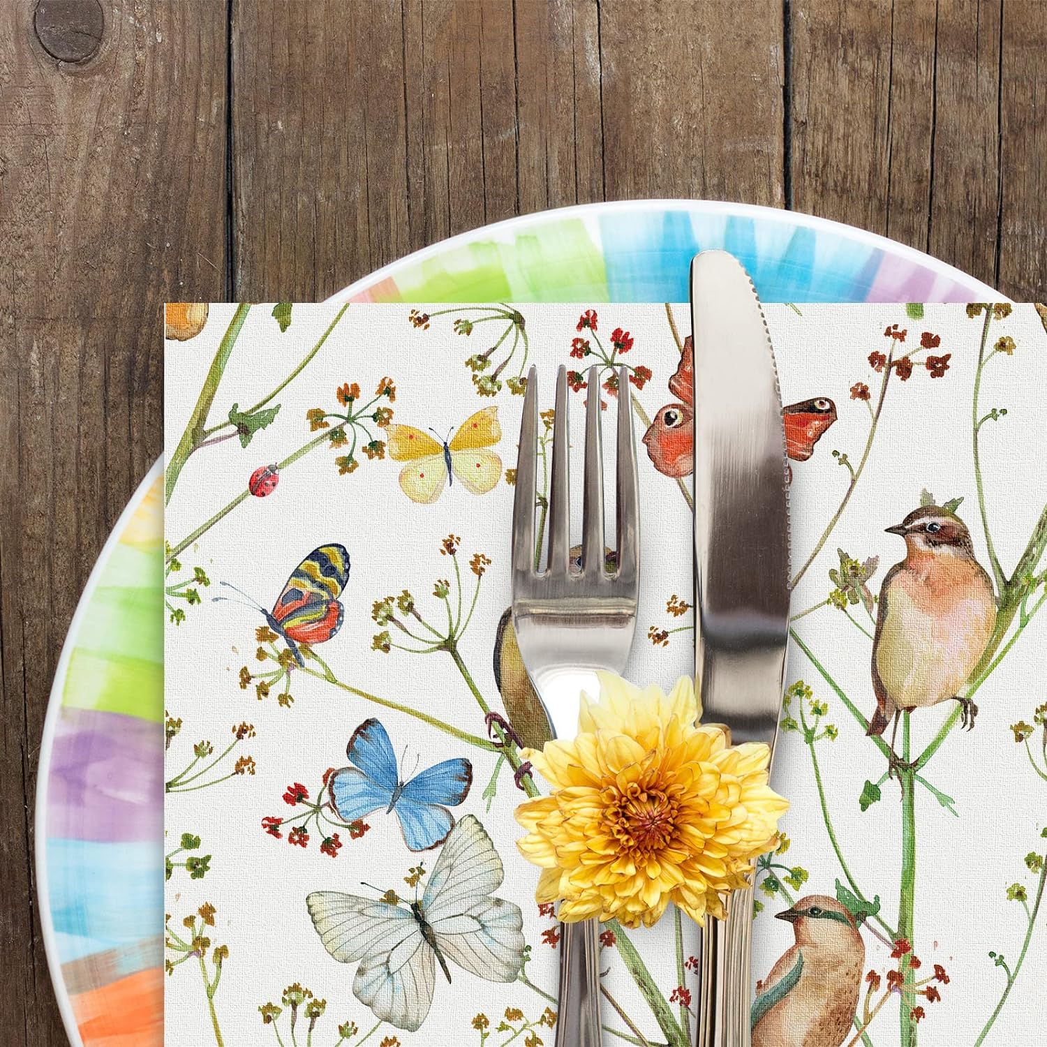 AnyDesign 100 Pack Watercolor Butterfly Napkins