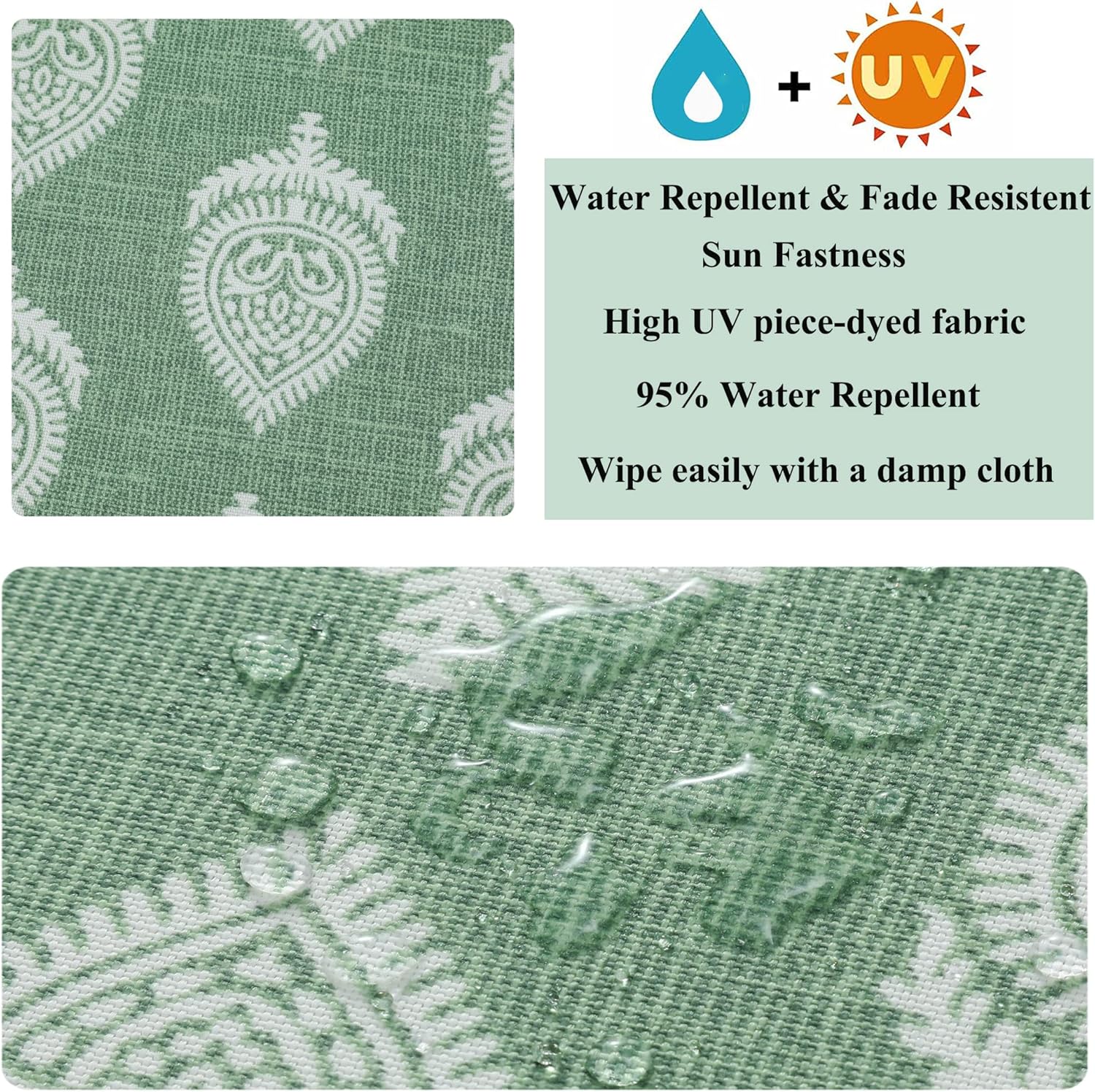 FUNHOME Outdoor Pillow Covers Pack of 2 18x18 Inch Fair Green