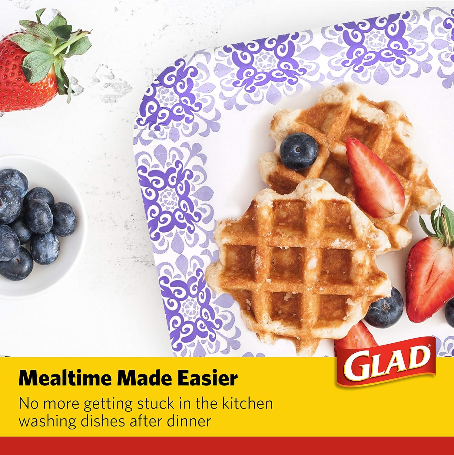 Glad Square Disposable Paper Plates 85 Inch 50 Count