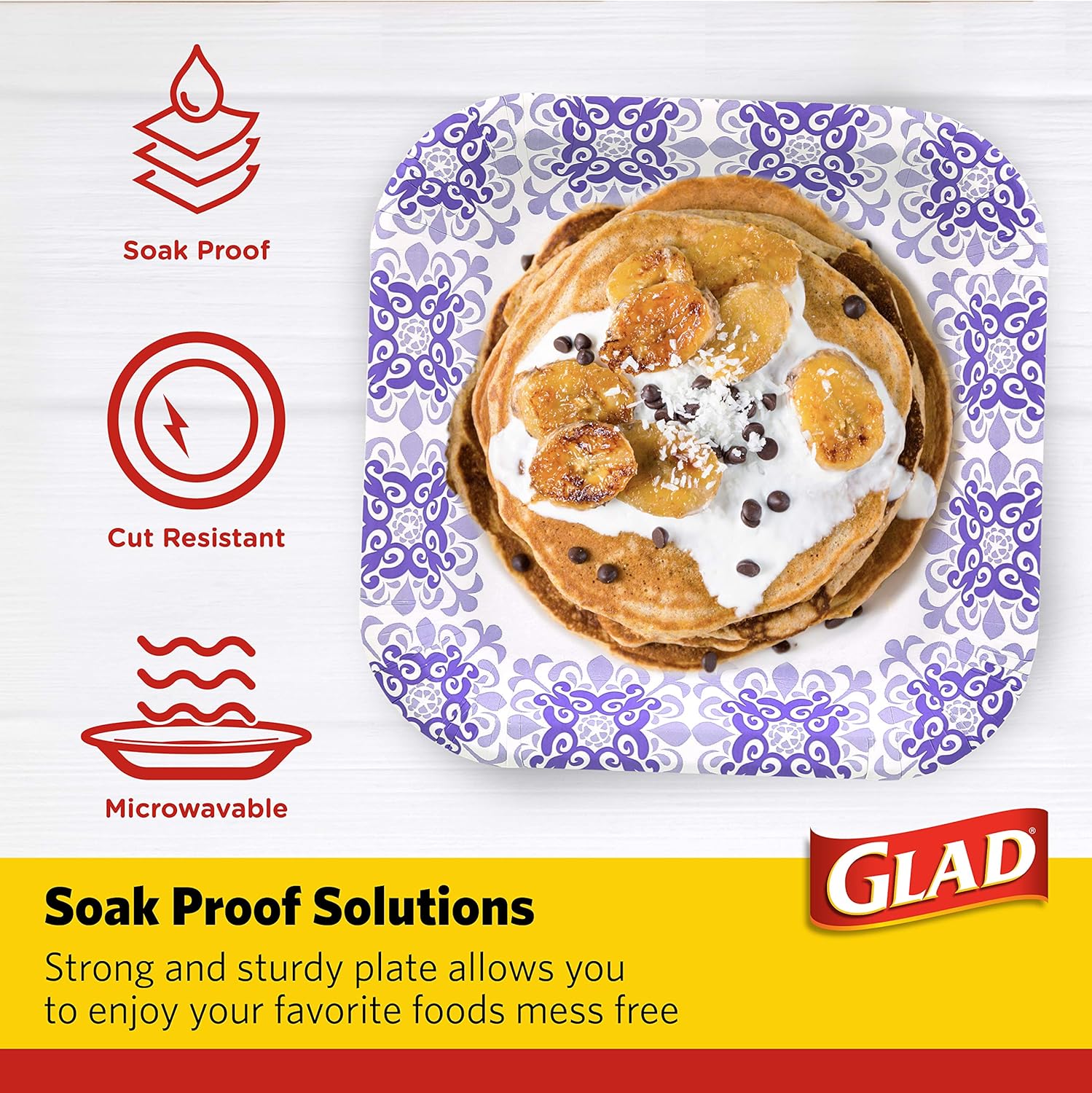 Glad Square Disposable Paper Plates 85 Inch 50 Count