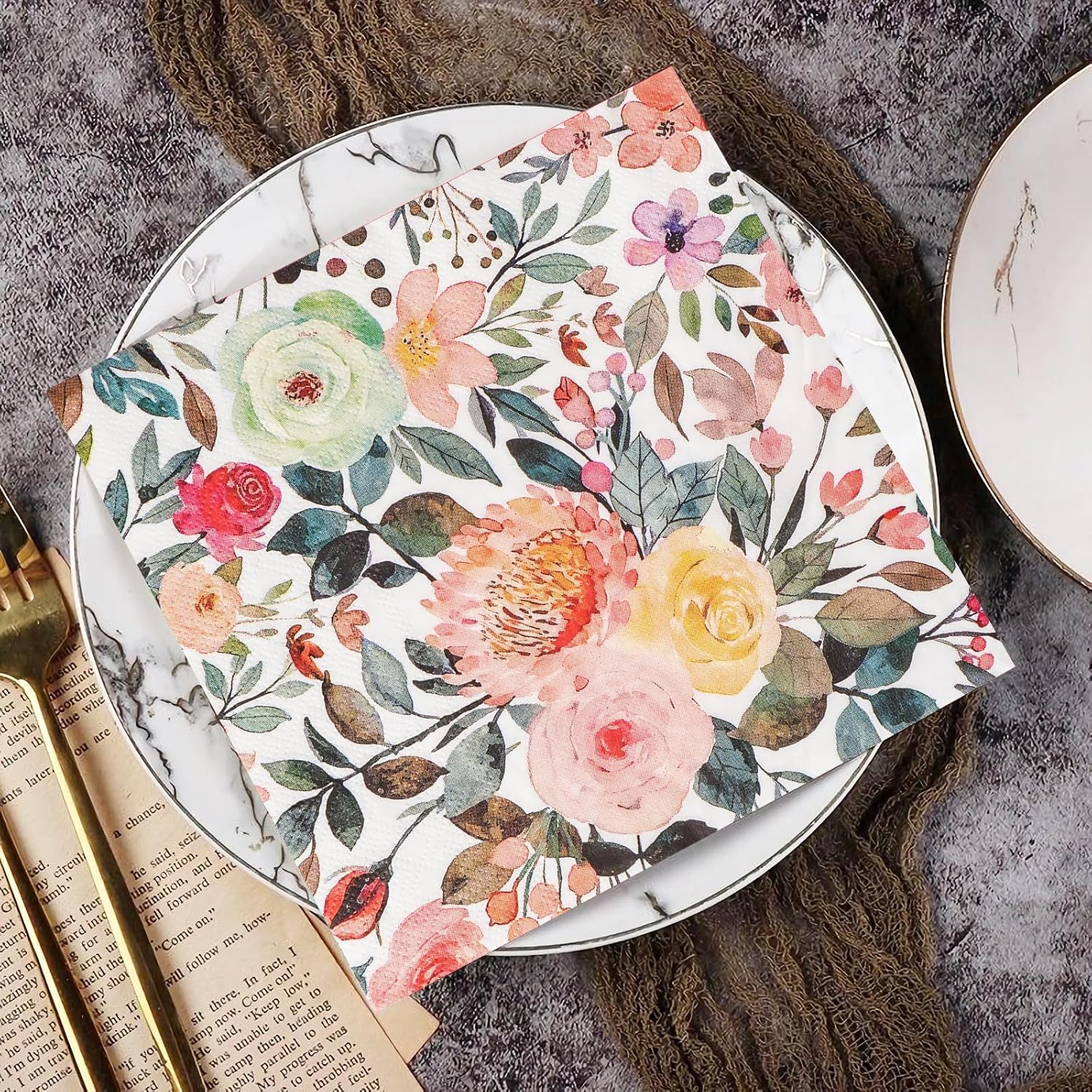 200Pcs Floral Paper Napkins for Home and Events