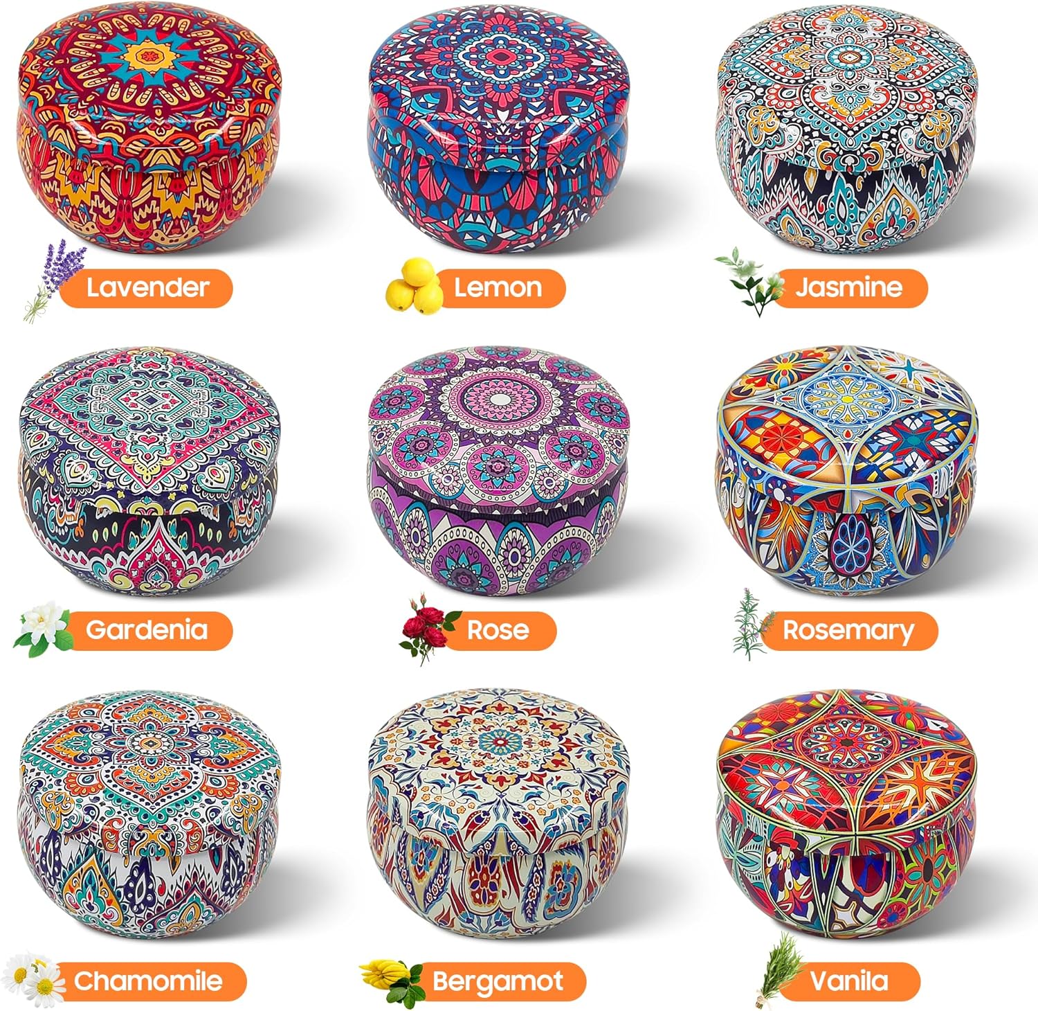 9 Pack Scented Candle Gift Set with Floral Scents