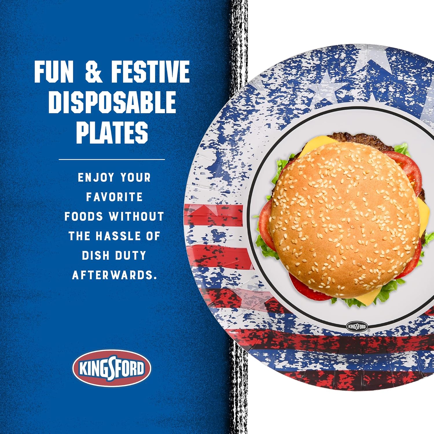 Kingsford Heavy Duty Soak Proof Plates 35 Count American Flag