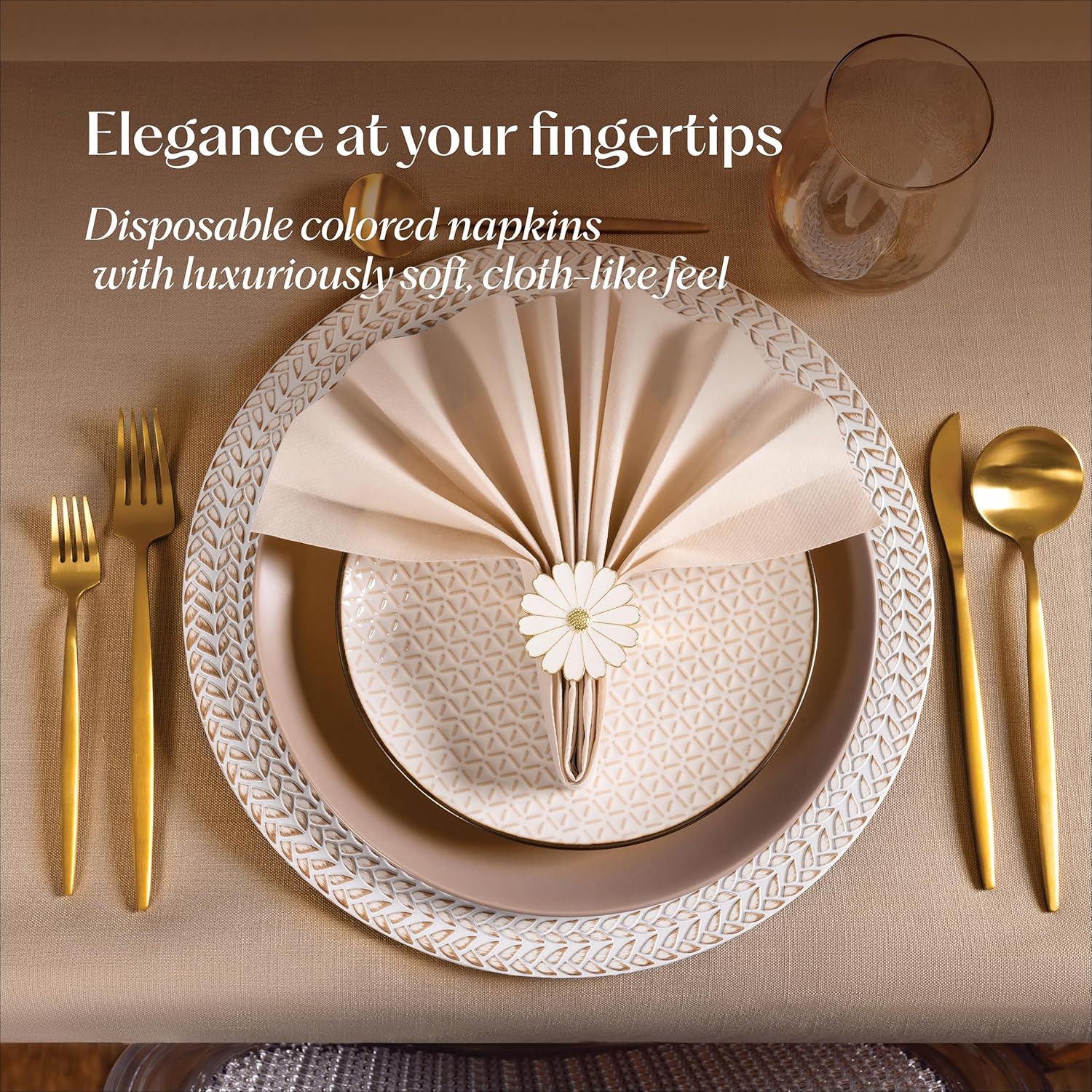 50 Pack Disposable Linen-Feel Napkins 12x17 Inches