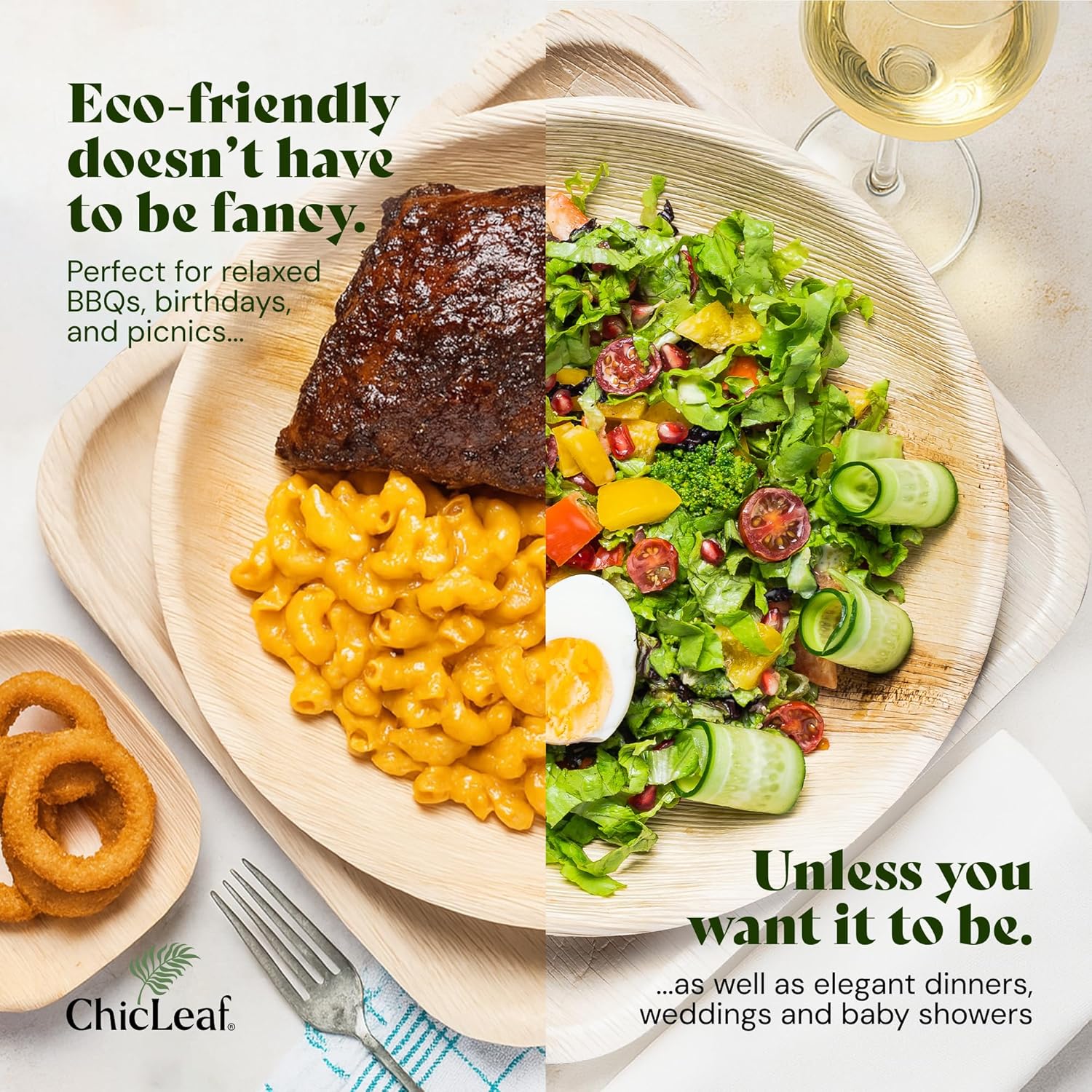 Chic Leaf Compostable Bamboo Plates 10 7 Inch Square