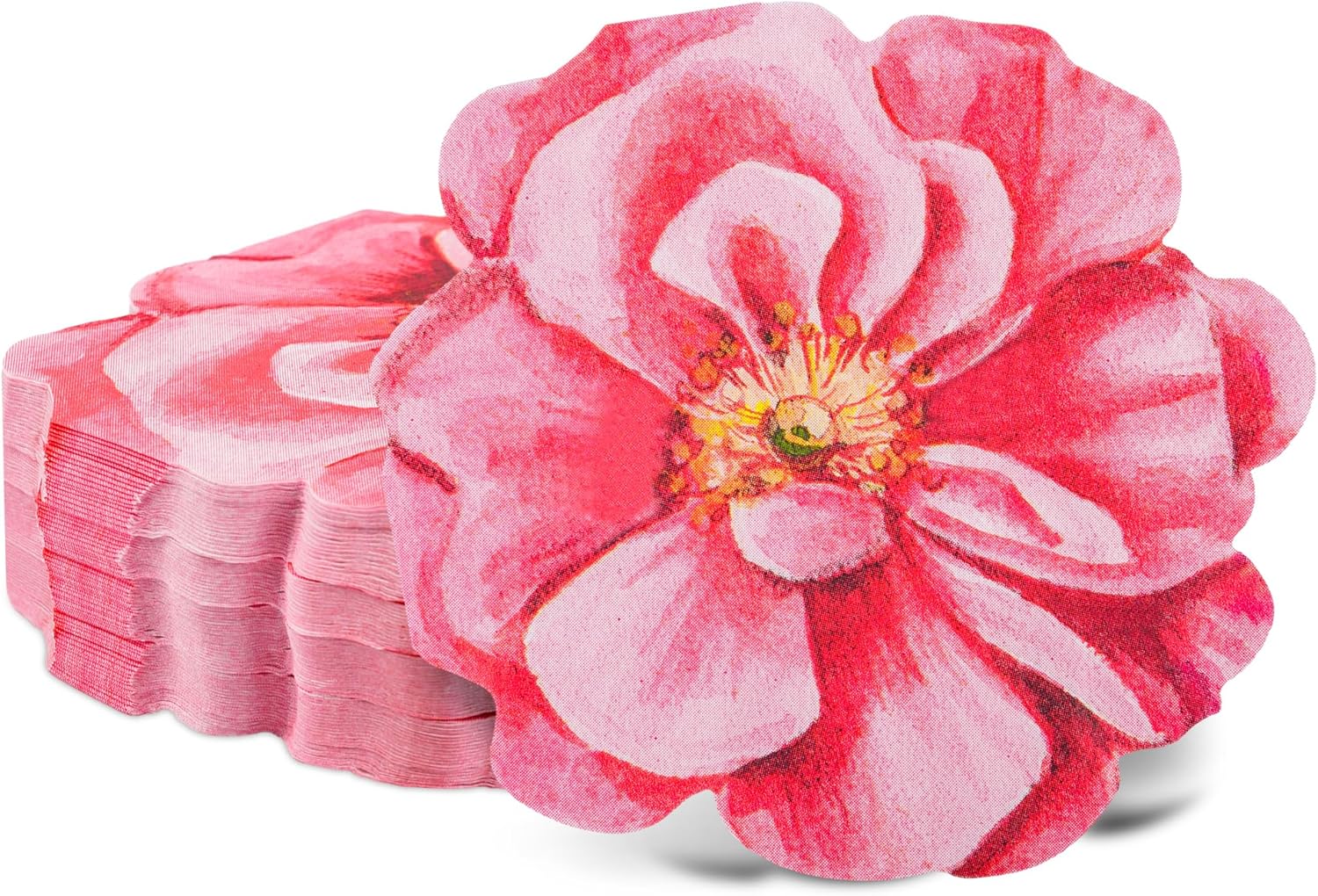 100Pcs Pink Flower Shaped Disposable Napkins for Parties and Events