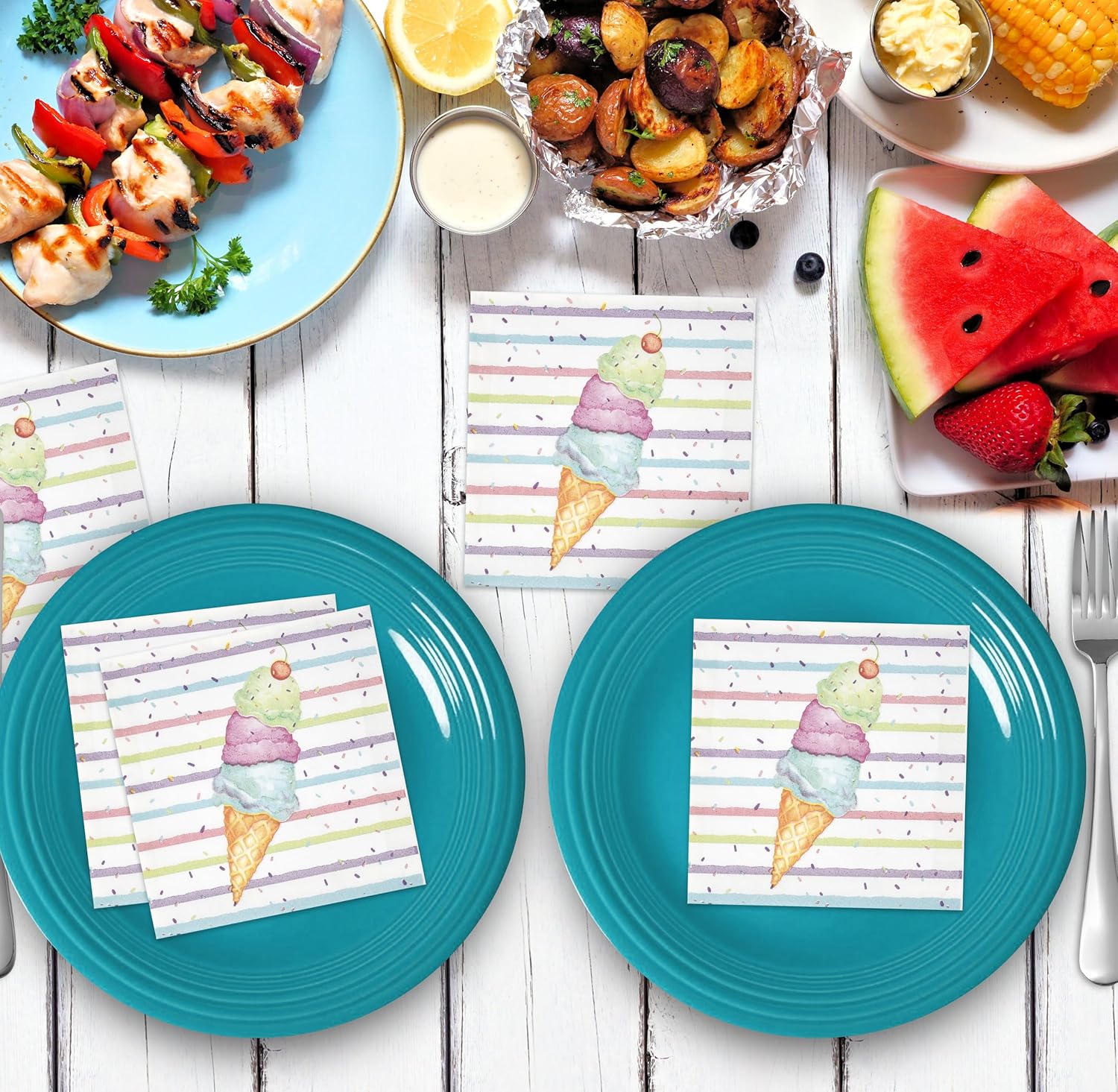 Gift Boutique Ice Cream Cone Napkins for Birthday Parties