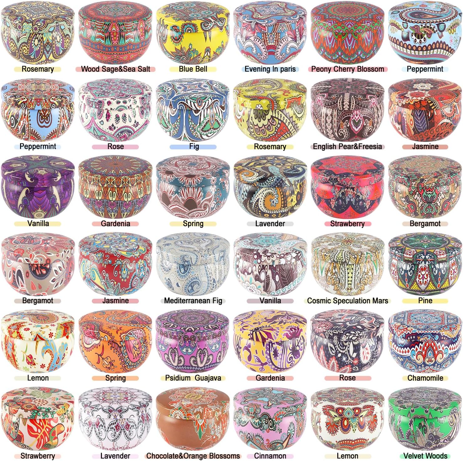Scented Candles Gift Set of 36 25oz Travel Tins with Relaxing Scents