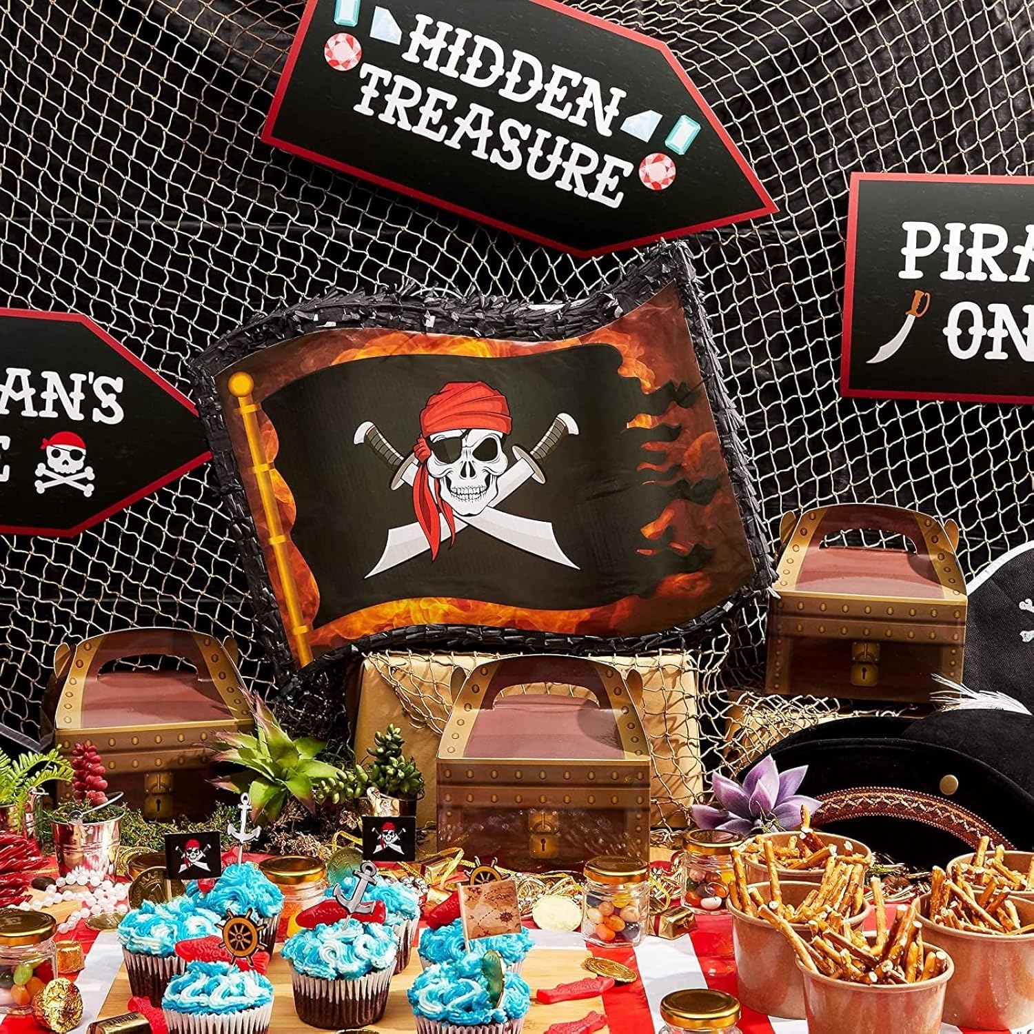 BLUE PANDA Pirate Theme Treat Boxes 24-Pack